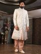 White Embroidered Silk Sherwani Set