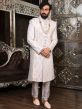 White Silk Groom Sherwani With Mirror Work