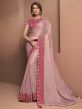 Light Pink Colour Satin,Georgette Fabric Party Wear Saree.