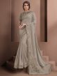 Grey Colour Silk,Georgette Fabric Designer Saree.