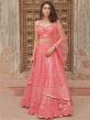 Pink Colour Organza Silk Fabric Lehenga Choli.