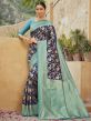 Blue,Green Colour Banarasi Silk Fabric Women Saree.