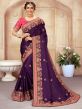 Silk Designer Saree Purple Colour.