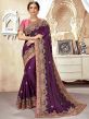 Wine Colour Party Wear Saree in Silk Fabric.