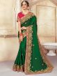 Green Colour Silk Fabric Embroidery Saree.