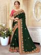 Green Colour Silk Fabric Indian Women Saree.