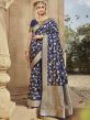 Blue Colour Banarasi Silk Fabric Women Saree.