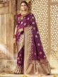 Purple Colour Banarasi Silk Fabric Weaving Saree.