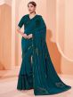 Teal Blue Colour Silk Fabric Designer Saree.