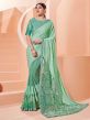 Sea Green Colour Silk Saree in Embroidery,Sequin Work.