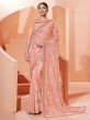 Silk Fabric Indian Wedding Saree Peach Colour.