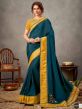 Silk Fabric Designer Saree Teal Blue Colour.