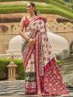 Cream,Red Colour Patola Silk Fabric Designer Saree.