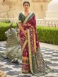 Maroon Colour Patola Silk Fabric Indian Saree.