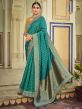 Rama Green Colour Silk Fabric Embroidery Saree.