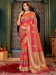 Red,Orange Colour Banarasi Silk Saree.