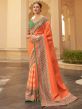 Rust Colour Silk Fabric Printed Saree.