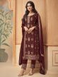 Maroon Colour Georgette Fabric Designer Salwar Suit.