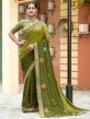 Green Colour Georgette Fabric Printed Saree.