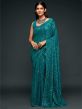 Rama Green Colour Georgette Fabric Fancy Saree.