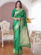 Silk Designer Saree Green Colour.