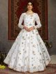 Off White Colour Satin Fabric Anarkali Salwar Suit.