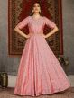 Peach Colour Satin Fabric Anarkali Salwar Suit.