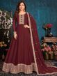 Maroon Colour Designer Anarkali Salwar Suit in Georgette Fabric.