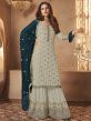 Grey Colour Palazzo Salwar Suit in Georgette Fabric.