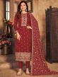 Maroon Colour Viscose Fabric Designer Salwar Kameez.