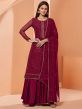 Wine Colour Georgette Fabric Women Salwar Suit.