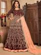 Designer Anarkali Salwar Suit Maroon Colour in Velvet Fabric.