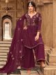 Wine Colour Georgette Fabric Designer Salwar Suit.