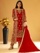 Red Colour Net Fabric Designer Salwar Suit.