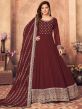 Maroon Colour Anarkali Salwar Kameez in Georgette Fabric.