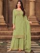 Green Colour Designer Sharara Salwar Suit in Georgette Fabric.