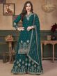 Rama Green Colour Georgette Fabric Sharara Salwar Suit.