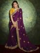 Wine Colour Silk Fabric Party Wear Saree.