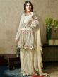 Cream Colour Georgette Fabric Designer Salwar Kameez.