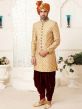 Golden Colour Brocade Fabric Mens Sherwani.