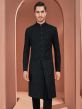 Black Sequins Embroidered Indowestern For Men