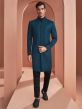 Blue Thread Embroidered Indowestern For Men