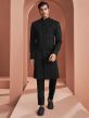 Black Stone Embroidered Indowestern For Groom