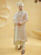 Beige,Golden Colour Silk,Imported Fabric Wedding Sherwani.