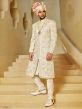 Indian Designer Sherwani Cream,Golden Colour.