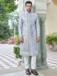 Blue Groom Readymade Sherwani With Embroidery