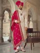 Off White Embroidered Mens Readymade Sherwani Set