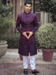 Purple Mirror Embroidered Readymade Indo Western Sherwani