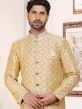 Cream Printed Jacquard Kurta Pajama For Men