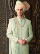 Green Hand Embroidered Groom Sherwani Set In Silk